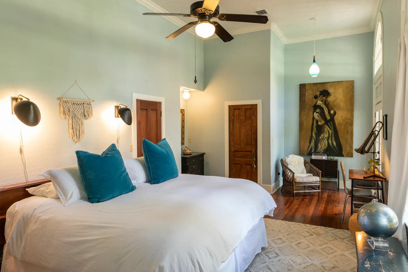 Eclectic decor and curated art inside the Martindale Schoolhouse