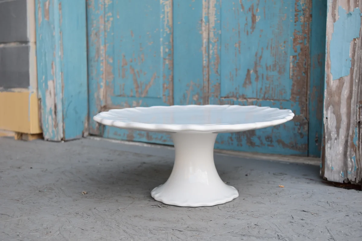 Ceramic Cake Stand, Recess Rentals at the Martindale Schoolhouse